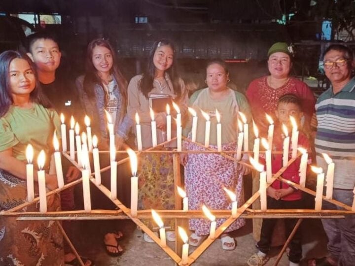 The Bnei Menashe community at the candle-lighting ceremony in Churachandpur. Photo courtesy of Shavei Israel