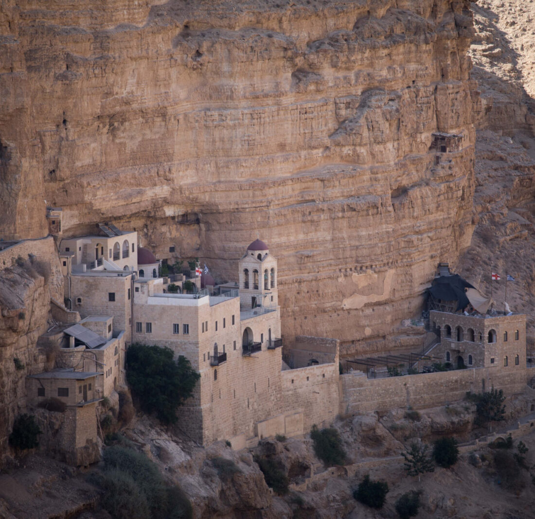 The St. George monastery in the Judean desert was built in the 6th century on a cliff at Wadi Qelt and is still inhabited by Christian monks. Photo by Yonatan Sindel/Flash90