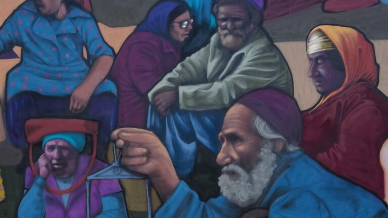 Detail from Solomon Souzaâ€™s new mural on a building next to the market on Jaffa Road. Photo by Solomon Souza