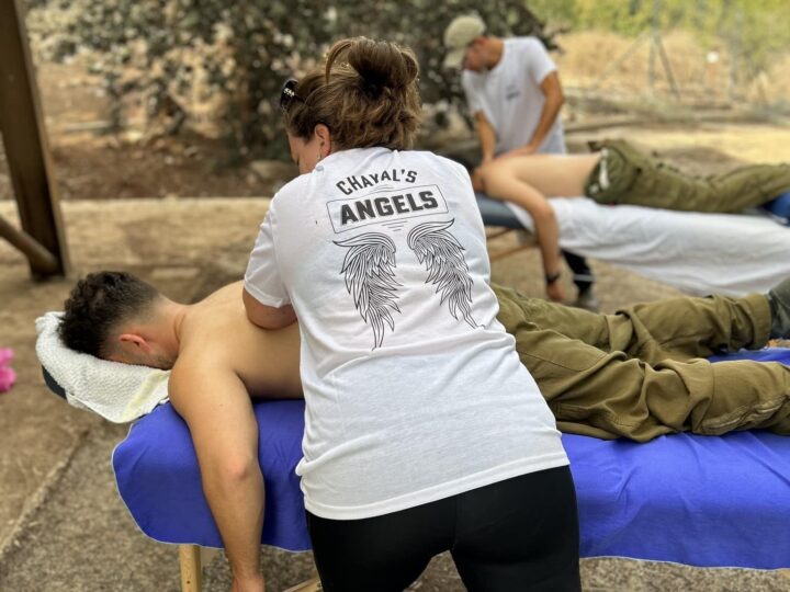 Alternative medical practitioners volunteering with soldiers through Chayalâ€™s Angels. Photo by Tasha Cohen