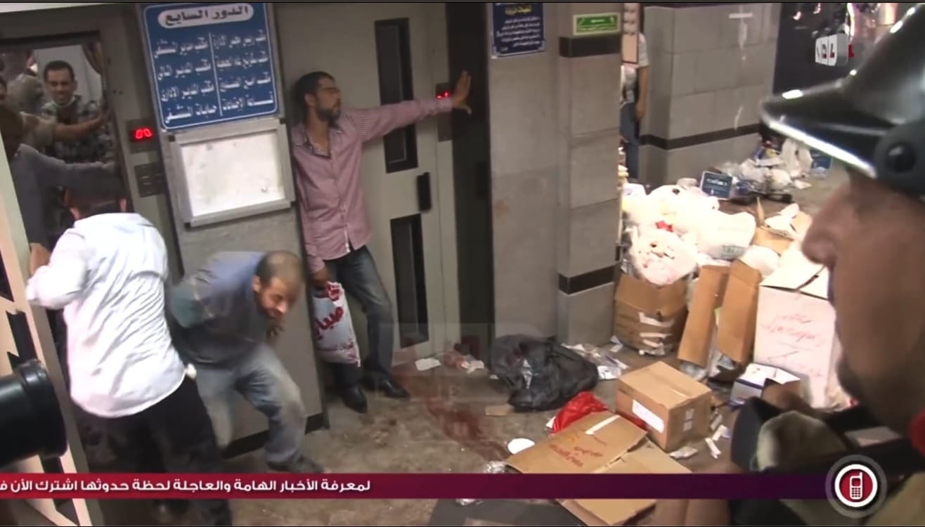 This picture, claimed to show IDF soldiers shooting in a Gaza hospital, is actually a 10-year-old photo of a shooting by Egyptian forces in a Cairo hospital. Photo courtesy of Eternity