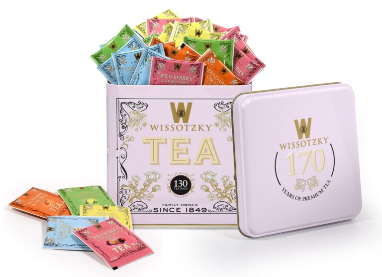 Vintage-style tea tins contain 130 bags in various flavors. Photo courtesy of Wissotzky
