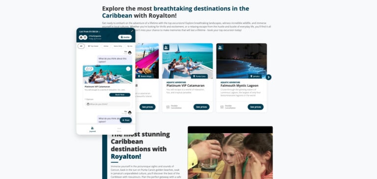Joyned lets fellow travelers share and plan together directly from travel sites. Screenshot courtesy of Joyned