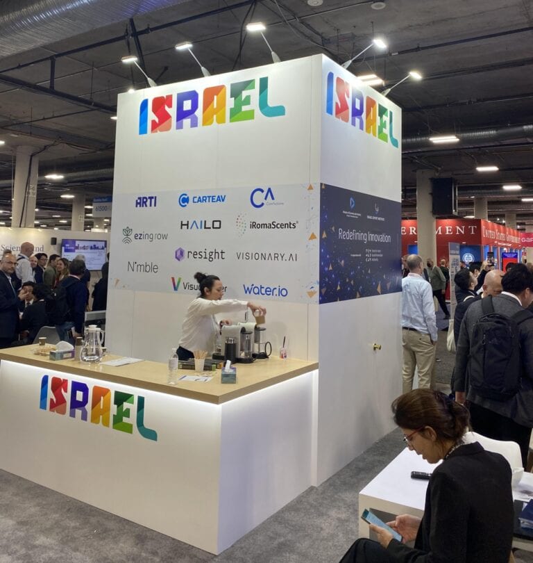 The Israel Pavilion at CES 2024 was smaller than usual but still created a buzz. Photo by Jonathan Frenkel