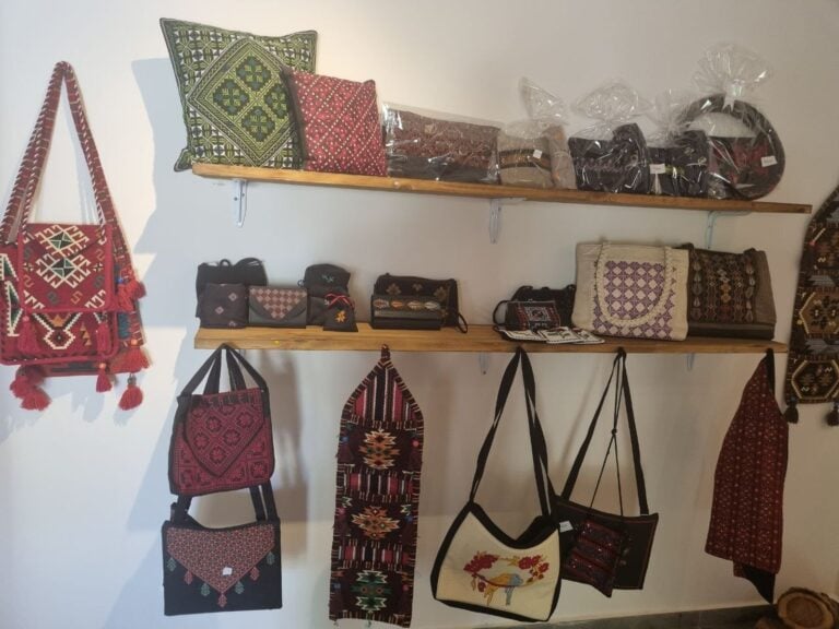 Accessories sold at Wadi Attir that were made by Bedouin women. Photo by Yulia Karra