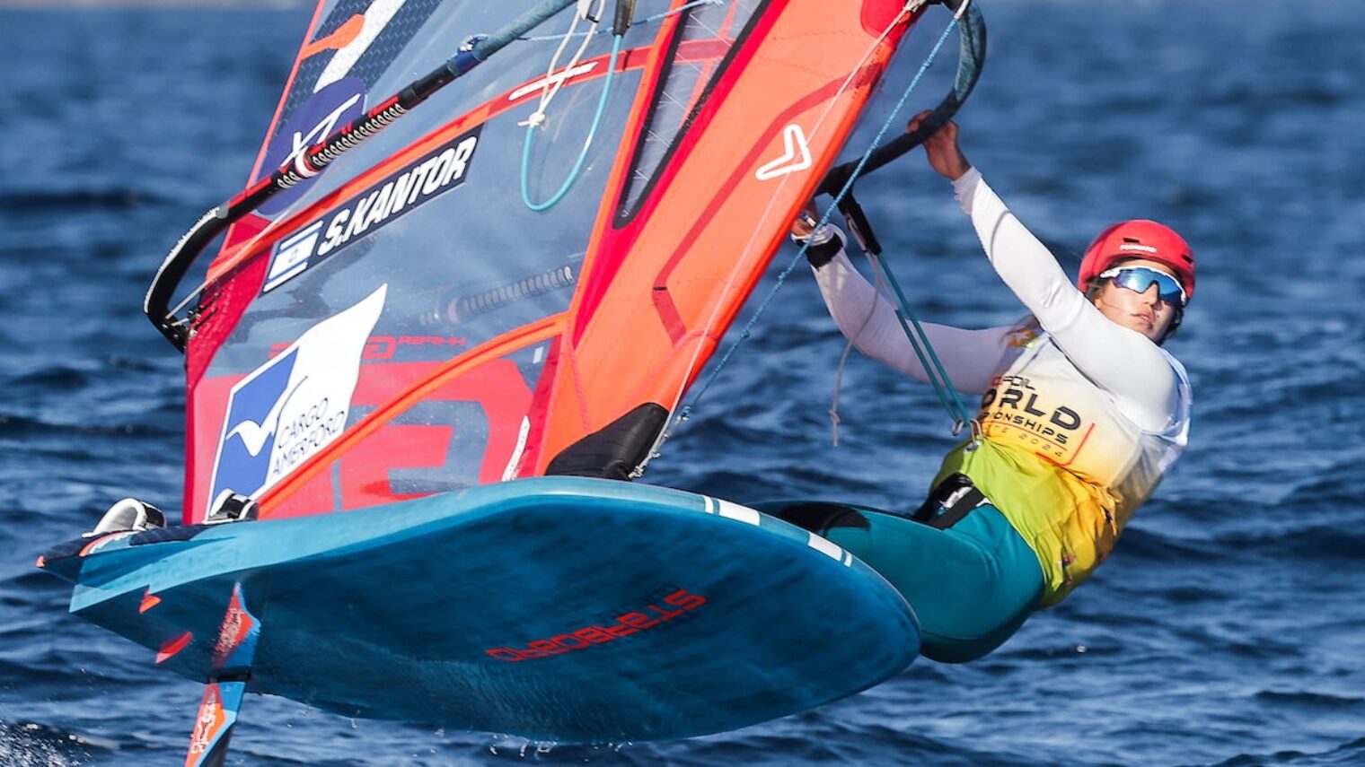 Israel’s Sharon Kantor at the 2024 iQFOiL Worlds in Lanzarote’s Marina Rubicón, February 2. Photo © Sailing Energy / iQfoil Class