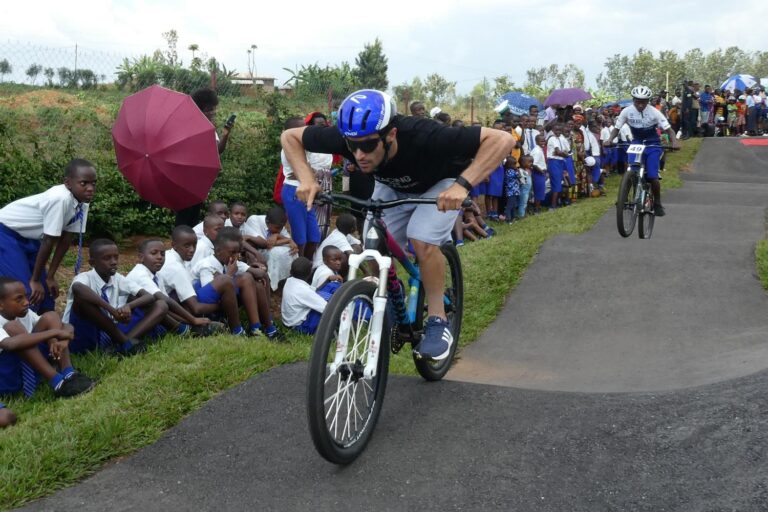 Itamar Einhorn getting over a climb during the race in Rwanda. Photo courtesy of Israel Premier-Tech