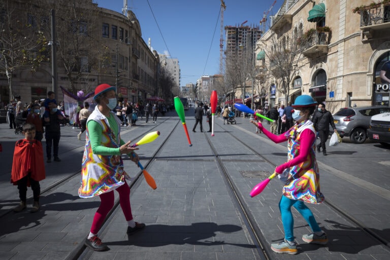 Purim in Jerusalem on February 26, 2021. Photo by Olivier Fitoussi/Flash90