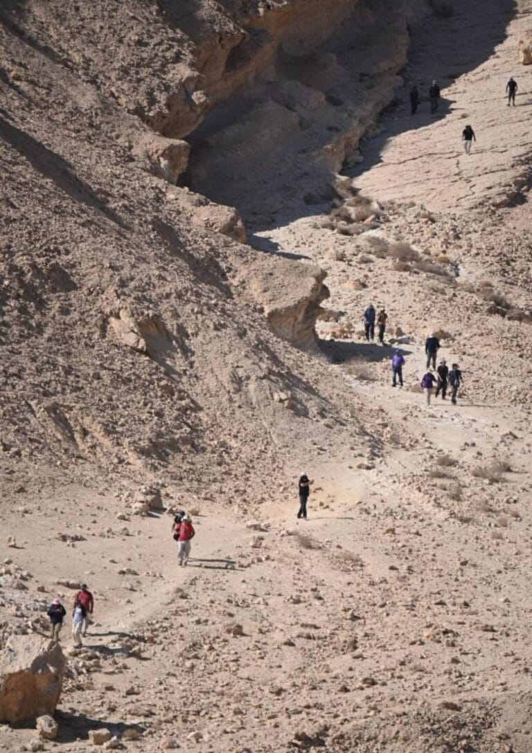 Hikers along Scorpions Pass. Photo by Neer Lect-Ben Ami/Israel Antiquities Authority