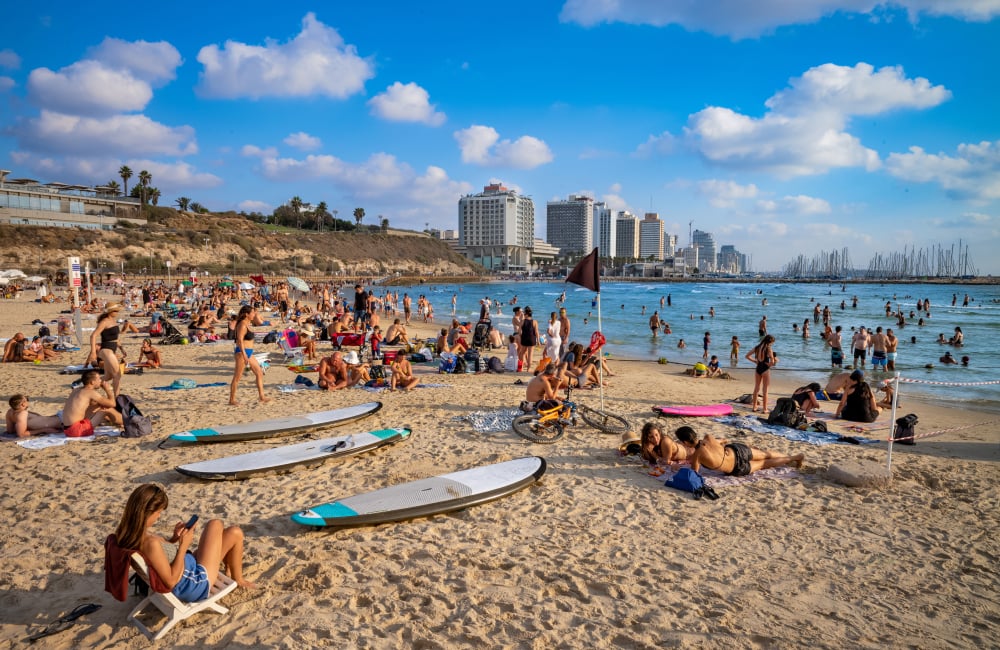 Israel's beaches do a lot of heavy lifting to raise Israeli moods. Photo by Boris B/Shutterstock.