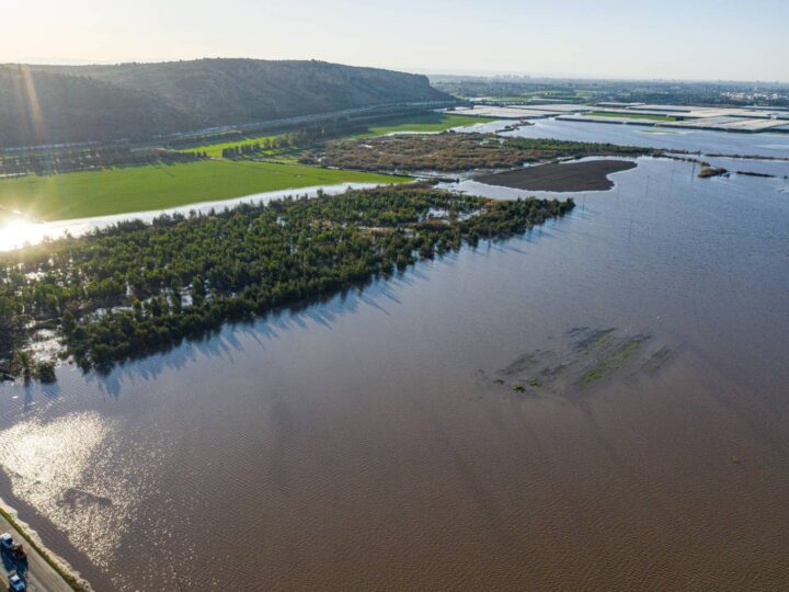The Kebara region (Kibbutz Ma’agan Michael), flooded after several days of winter rainfall. Photo by Uri Magnus