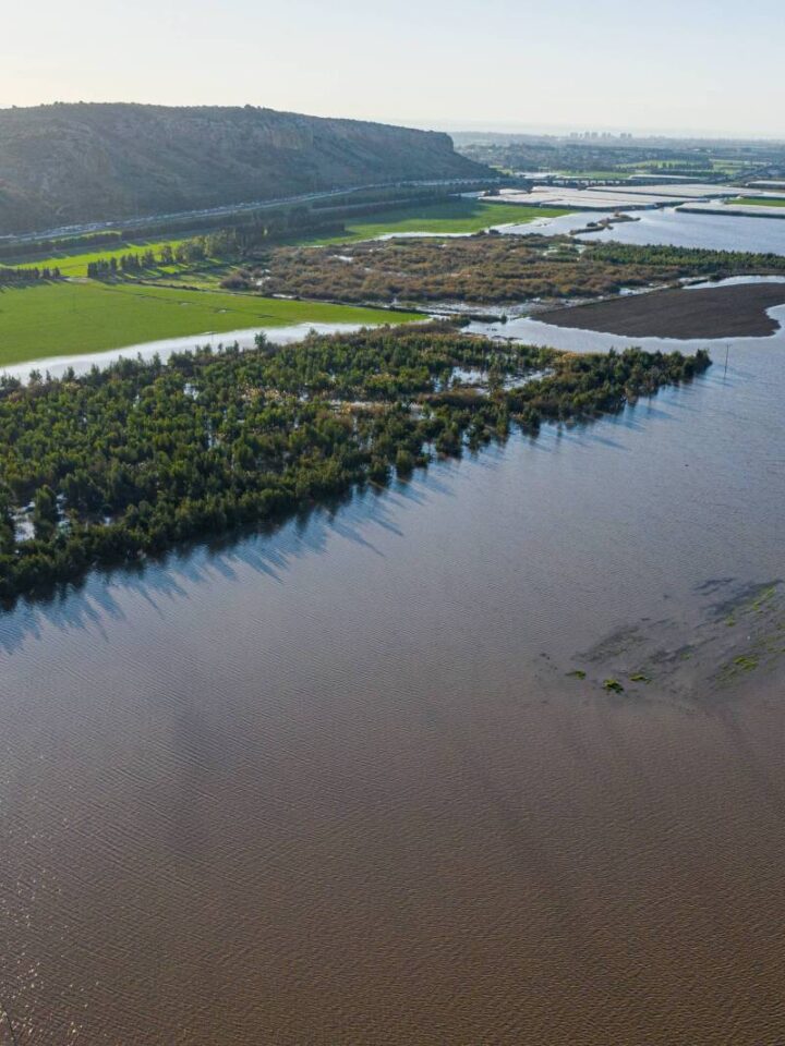 The Kebara region (Kibbutz Ma’agan Michael), flooded after several days of winter rainfall. Photo by Uri Magnus