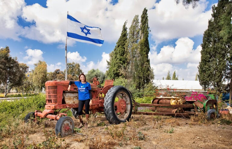 Through ReGrow Israel, Danielle Abrahams is helping farmers in the Gaza envelope replace damaged farm equipment. Photo by Noam Chen at Nir Oz