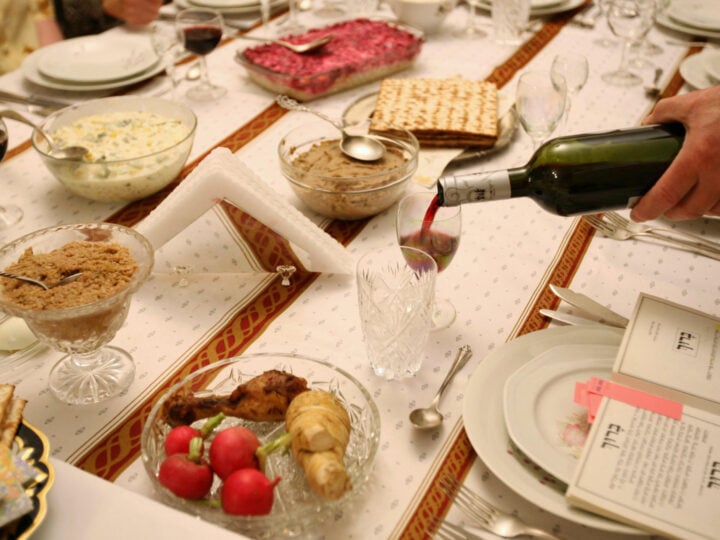 A traditional Seder table. Photo by Miriam Alster/Flash90