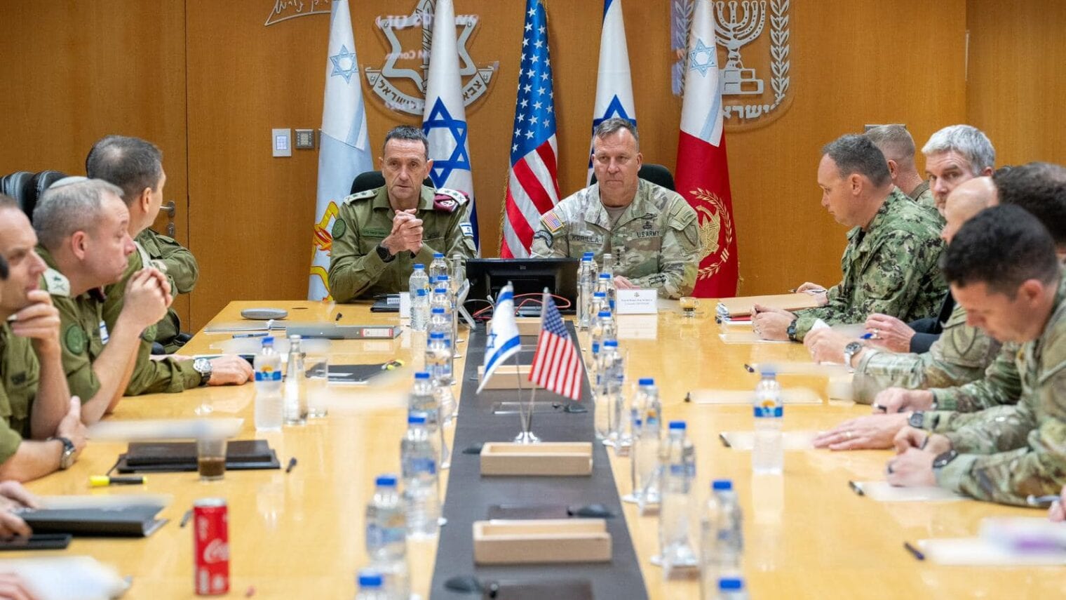 IDF Chief of the General Staff Herzi Halevi and CENTCOM Commander, General Michael Erik Kurilla, conducting a comprehensive situational assessment with IDF officials on the IDF’s readiness in case of Iranian attack, April 12, 2024. Photo courtesy of IDF