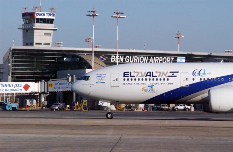An El Al plane in Ben Gurion Airport. Photo by Chameleons Eye, Shutterstock.