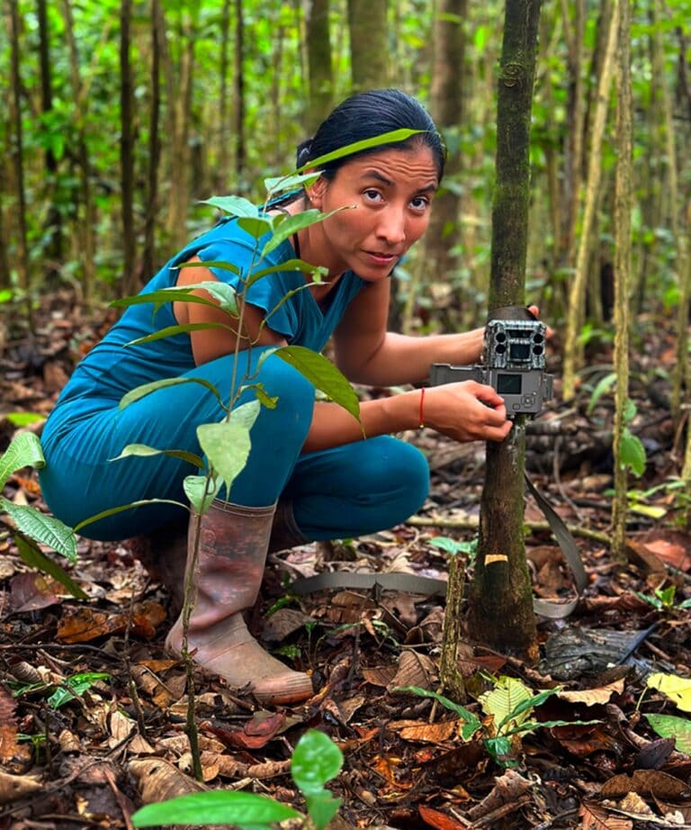 A member of the Embera Chami indigenous tribe at Pada Kera Reserve in Colombia looking for rare species to photograph. Photo courtesy of Savimbo