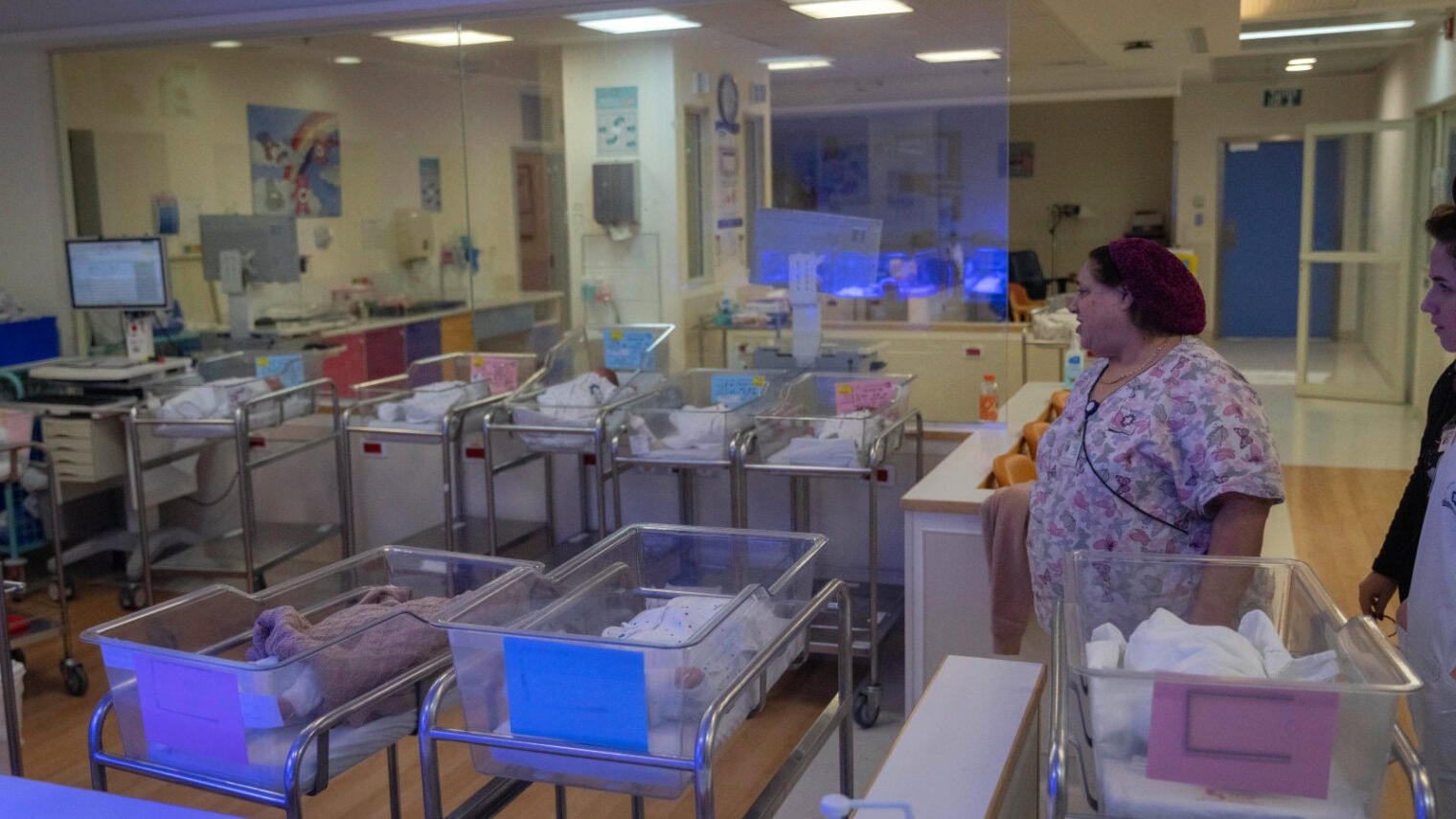 Newborn babies at Shaarei Tzedek hospital in Jerusalem. December 31, 2023. Photo by Chaim Goldberg/FLASH90