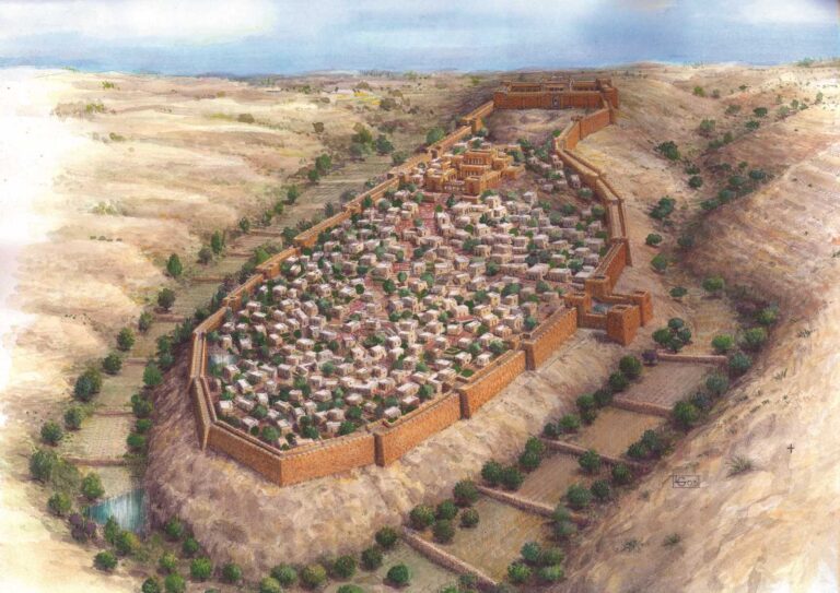 The First Temple Period City fortification. The study has revealed that it was built in the days of Uzziah and not by Hezekiah. Illustration by Leonardo Gurevich/City of David Archive