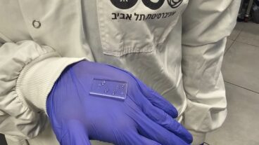 Solid peptide glass made at room temperature using standard lab equipment. Photo courtesy of Tel Aviv University