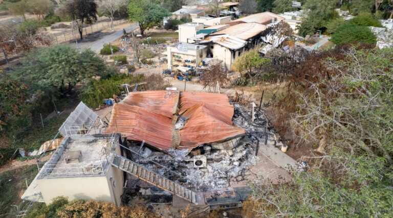 A house burned down by terrorists on October 7. Photo by Amir Goldshtein