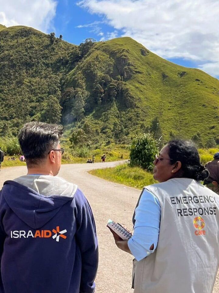 IsraAID specialists came to assess needs in Papua, New Guinea, with communities affected by the devastating landslide on May 24, 2024. Photo courtesy of IsraAID