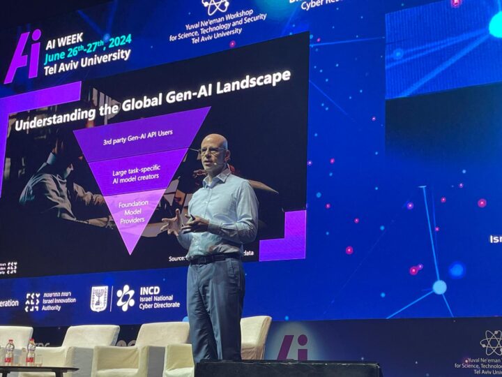 Israel Innovation Authority CEO Dror Bin announcing Israel’s GenAI ranking during AI Week at Tel Aviv University. Photo courtesy of the Israel Innovation Authority